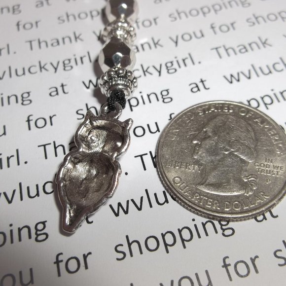 NWT Owl Bookmarker Bookmark Book Reading Gift Idea Beaded Handmade Silver 8156 - Picture 6 of 11